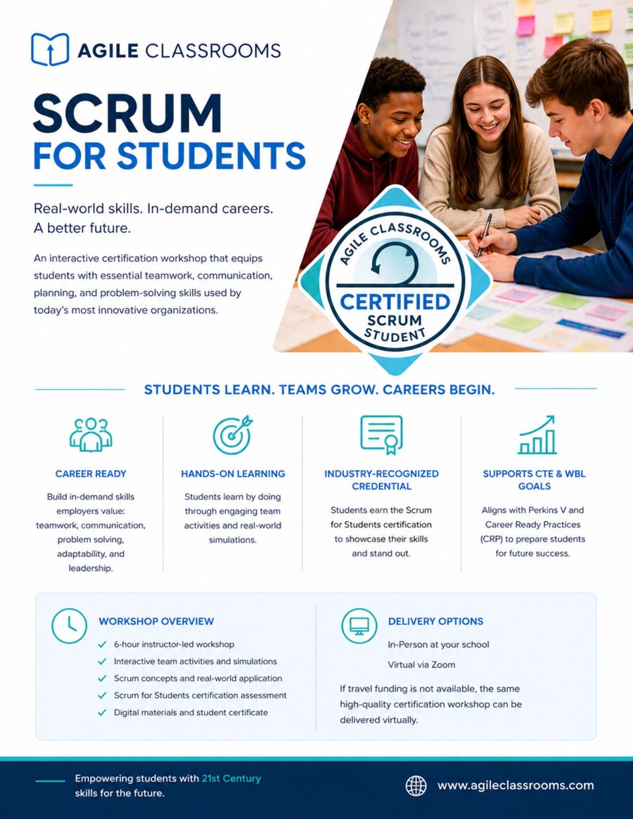 One-page Scrum for Students brochure preview