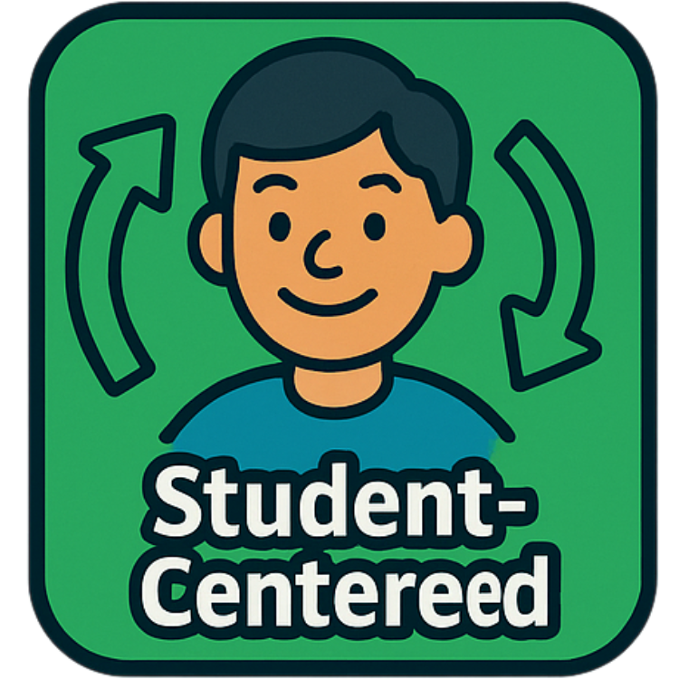 Smiling student with arrows symbolizing classroom transformation