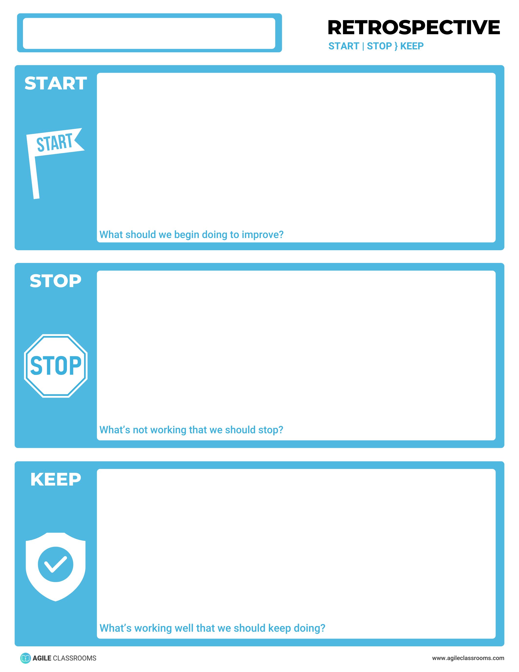 Start Stop Keep retrospective template
