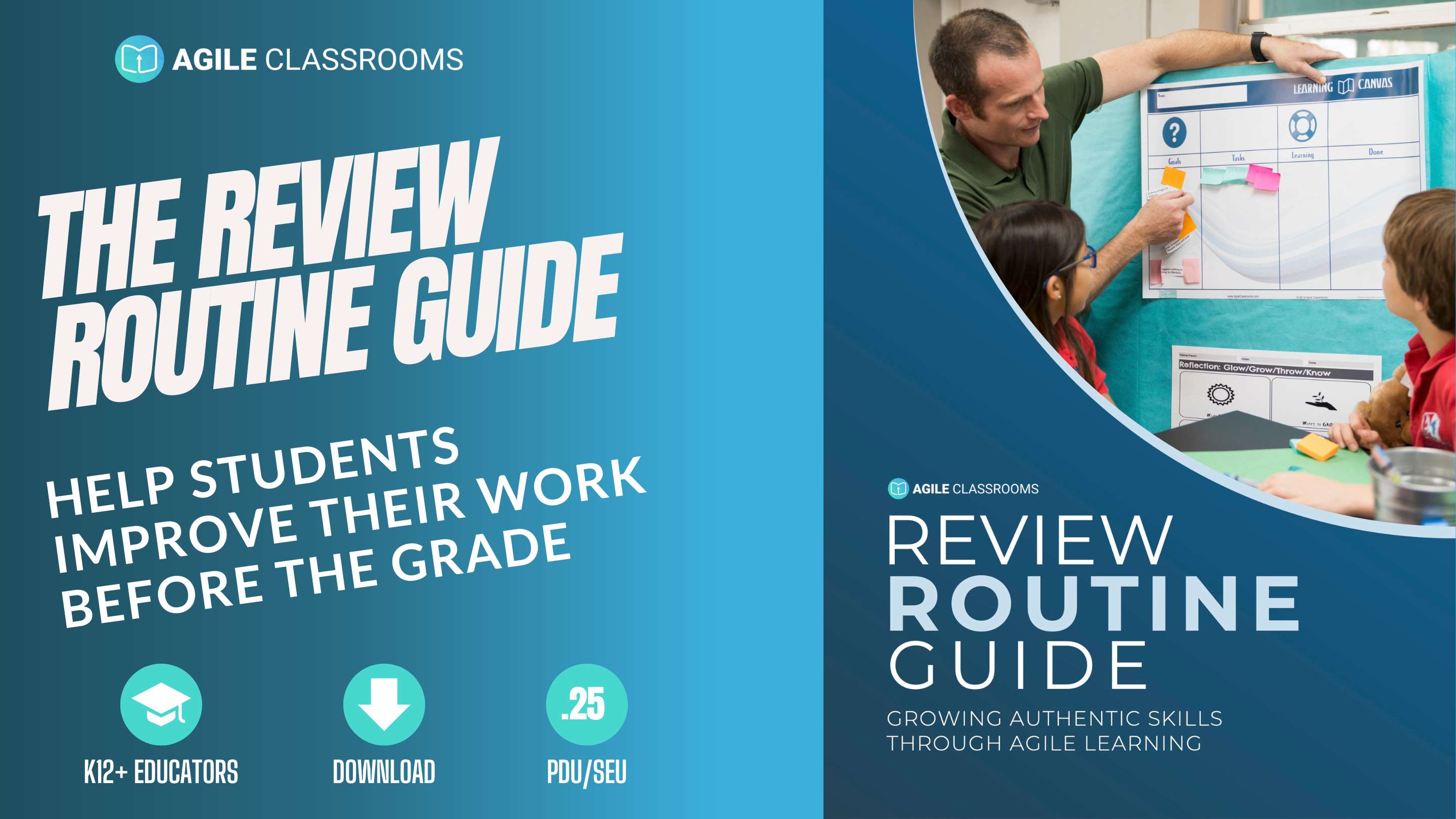 Cover of the Review Routine Guide featuring a self-directed learning routine for K–12 educators to build feedback, reflection, and student ownership into the classroom.