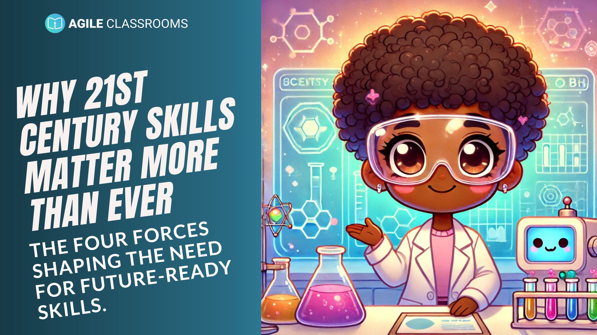 Agile Classrooms cover graphic for Why 21st Century Skills Matter More Than Ever, showing the four forces shaping the need for future-ready skills.